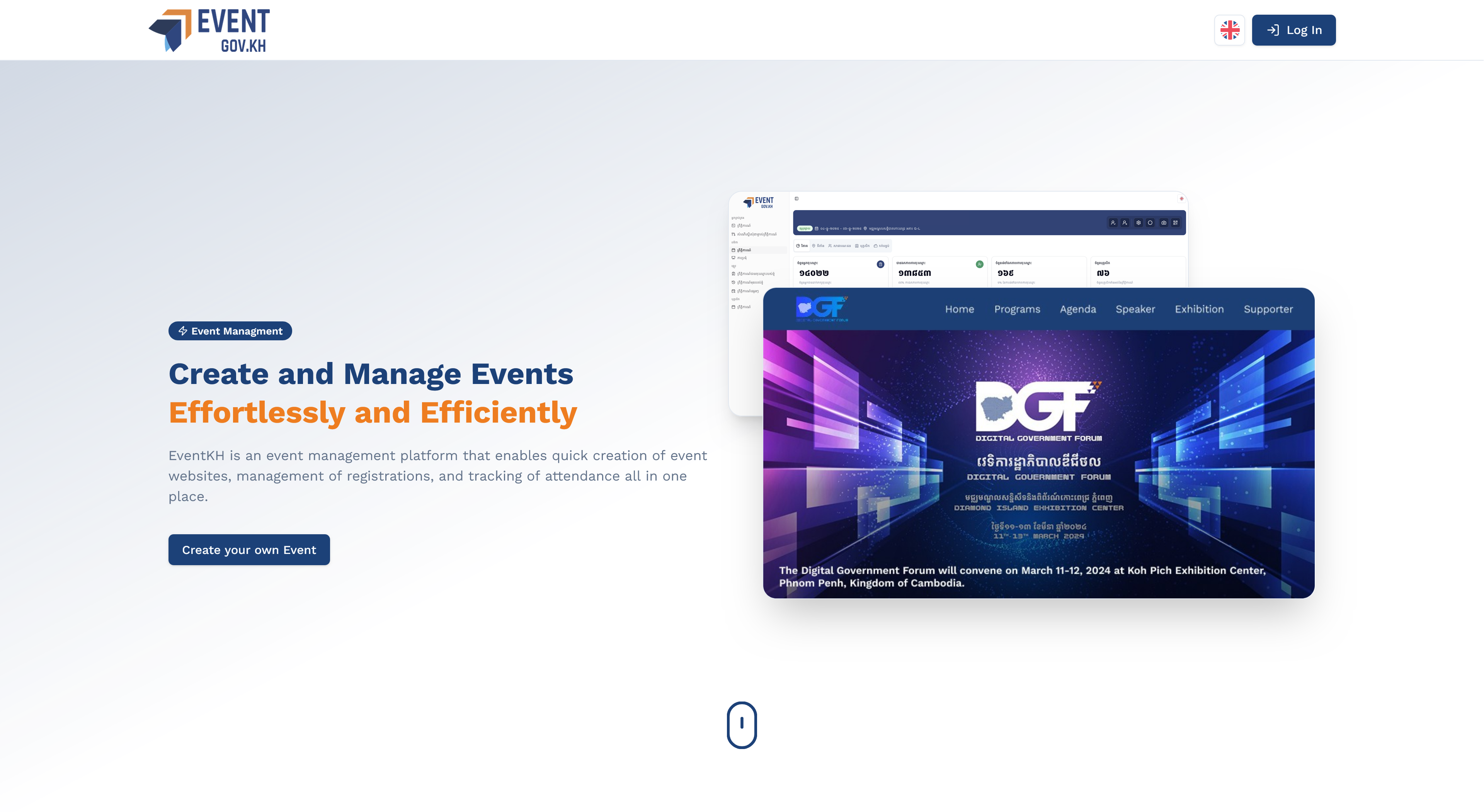 EventKH platform screenshot